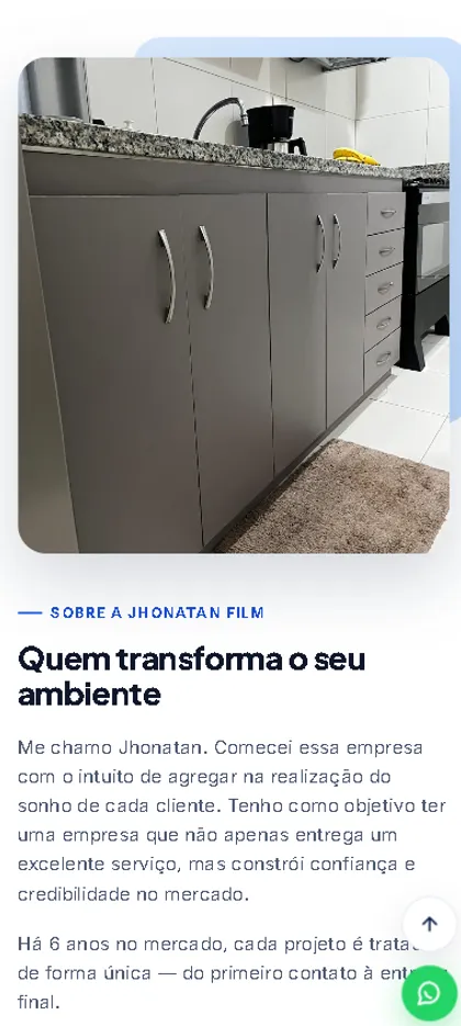 Site institucional da Jhonatan Film em versão mobile