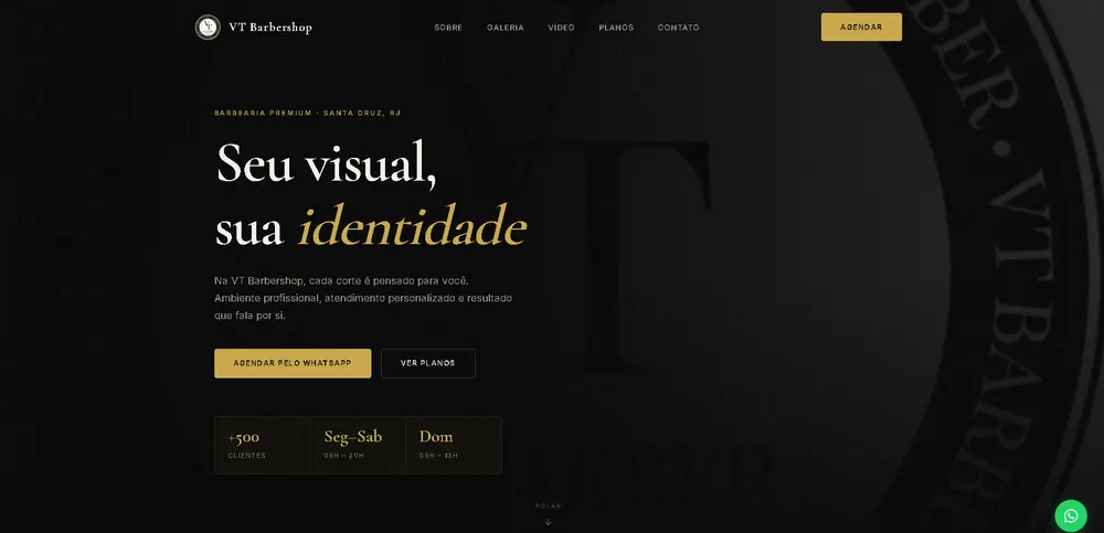 Site institucional da VT Barbershop